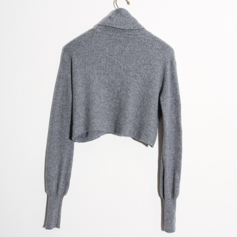 Reformation Luisa Cropped Ribbed Recycled Cashmere-Blend Turtleneck Sweater Gray - Picture 9 of 11